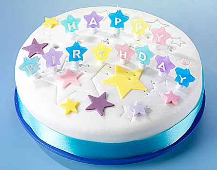 冰冻,生日快乐,蛋糕,蓝色背景