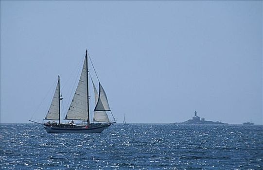 帆船,亚德里亚海,靠近,伊斯特利亚,克罗地亚