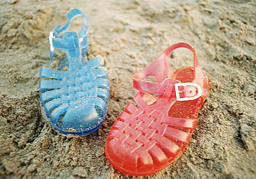 塑料制品,凉鞋,海滩