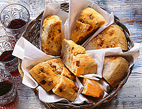 葡萄牙,面包,块状,香肠,面包筐