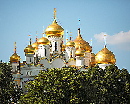 金色,圆顶,圣母报喜大教堂,克里姆林宫,莫斯科,俄罗斯,欧洲