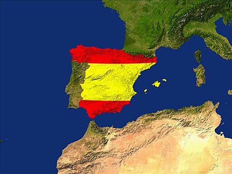 卫星图,西班牙,旗帜,遮盖