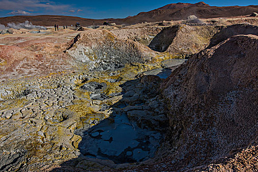玻利维亚乌尤尼盐湖山区地热温泉
