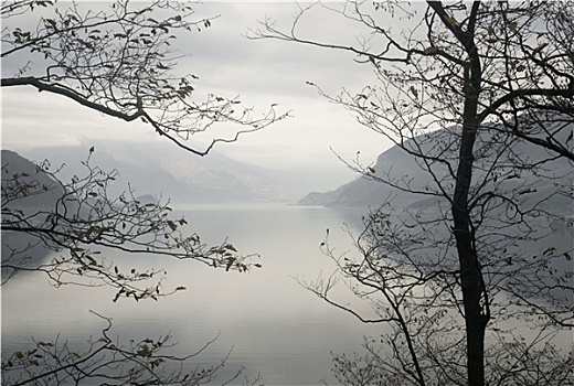 冬季风景,科摩湖,意大利