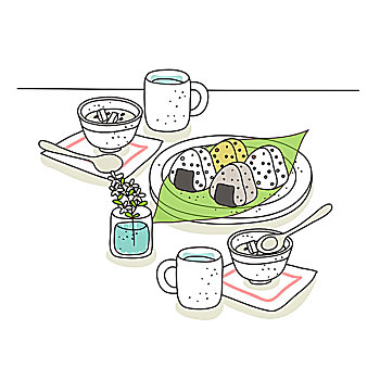 插画,食物,盘子