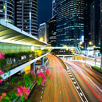 交通,现代,城市,夜晚,香港