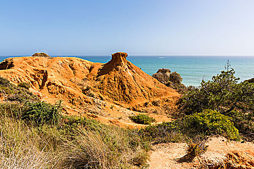 彩色,砂岩,风景,阿尔布斐拉,阿尔加维,葡萄牙