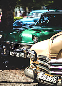 停放,经典,20世纪50年代,汽车,停车场
