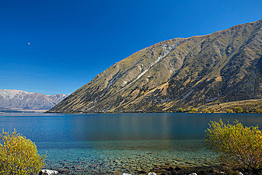 新西兰,南岛,坎特伯雷,麦肯齐山区,湖,秋天