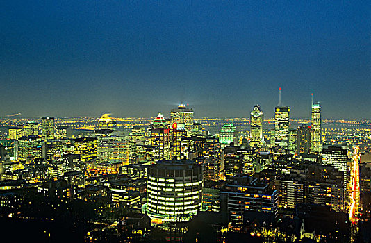 天际线,夜晚,蒙特利尔,魁北克,加拿大