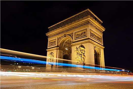 拱形,凯旋门,夜晚,巴黎,法国