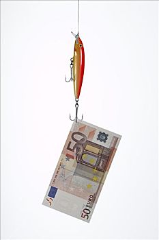 50欧元钞票,线条,诱饵