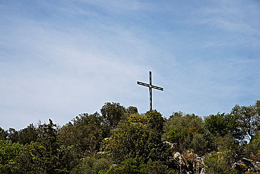 十字架,山,高处,生活方式,博物馆,马略卡岛