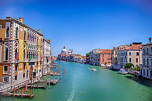 风景,邸宅,左边,圣玛丽亚教堂,行礼,背影,大运河,威尼斯,威尼托,意大利,欧洲