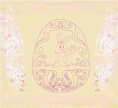 插画,高兴,复活节兔子,蛋