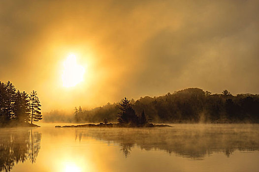 日出,上方,一个,无数,湖,基拉尼国家公园,加拿大