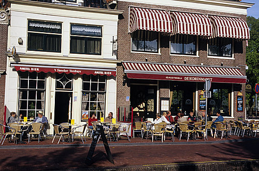 荷兰,街景,街边咖啡厅