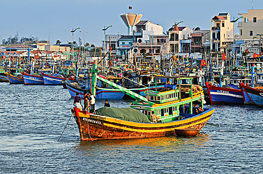 彩色,木质,渔船,越南,亚洲