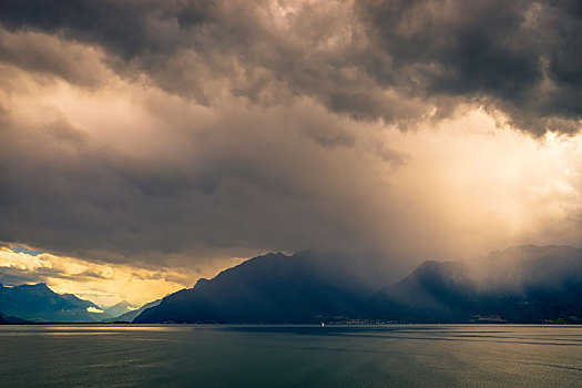 风暴,上方,日内瓦湖,瑞士