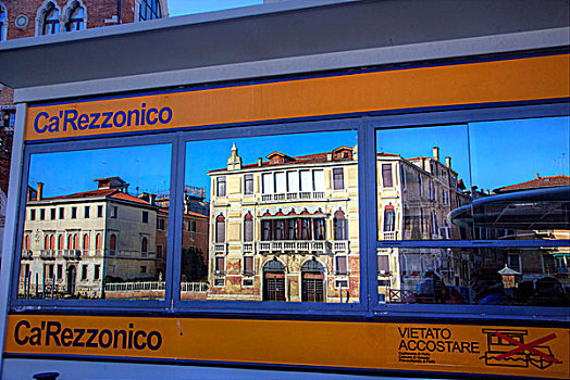 水,公交車站,大運河,建筑,反射,威尼斯,意大利