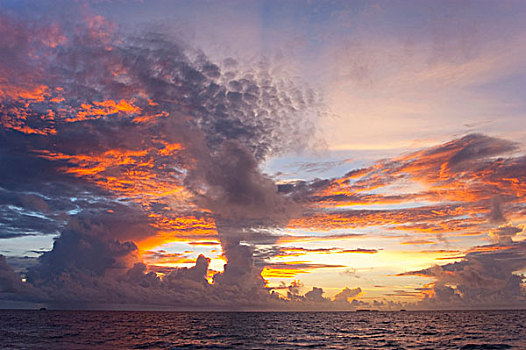 日落,岛屿,密克罗尼西亚,太平洋