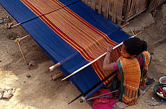 传统,织布机,女人,部落,美女,材质,区域,山,孟加拉