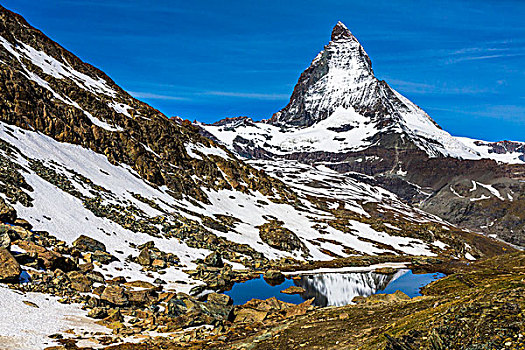 围绕,山,马塔角,背景,策马特峰,瑞士