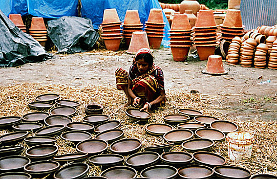 陶器,印度,制作,时间,领会,事物,安静,工作,达卡,孟加拉,2005年