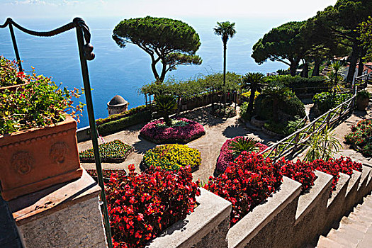 俯拍,花园,阿马尔菲,海湾,萨勒诺,伊特鲁里亚海,坎帕尼亚区,意大利