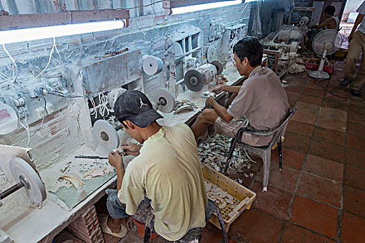 工厂,制造,首饰,装饰,壳,保护物种,珊瑚,越南,亚洲