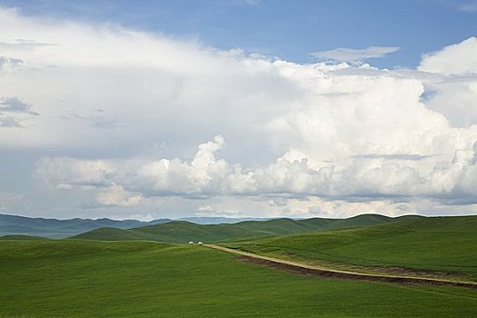 乡村道路,草地,内蒙古,中国