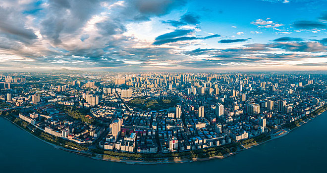 湖南省衡阳市湘江航拍全景