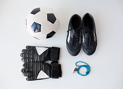 特写,足球,手套,哨,靴子