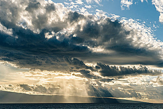 海景,阳光,乌云,毛伊岛,夏威夷