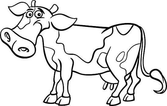 农场,母牛,卡通,上色画册