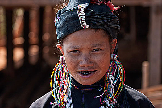 女人,传统服装,头像,种族,靠近,钳,缅甸,亚洲