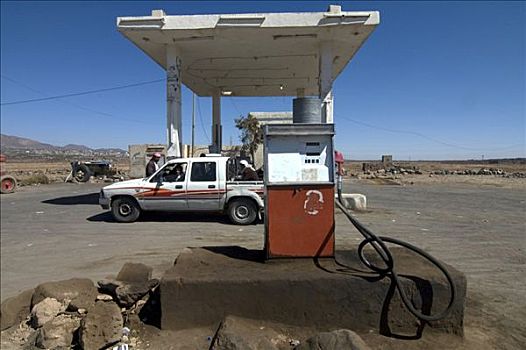 也门,加油站,四驱车,汽车,背影