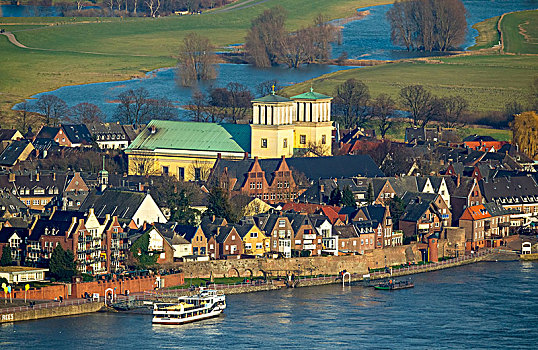 莱茵河,洪水,风景,上方,筛豆,下莱茵,北莱茵威斯特伐利亚,德国