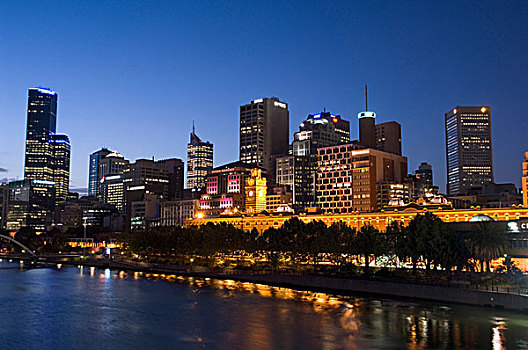 摩天大楼,城市,亚拉河,墨尔本,澳大利亚