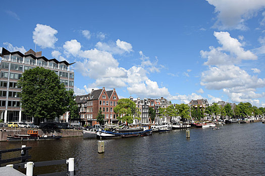 运河,阿姆斯特丹,荷兰,河,船,水,城市,房子,连栋别墅,独栋别墅