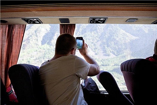 游客,智能手机,山景