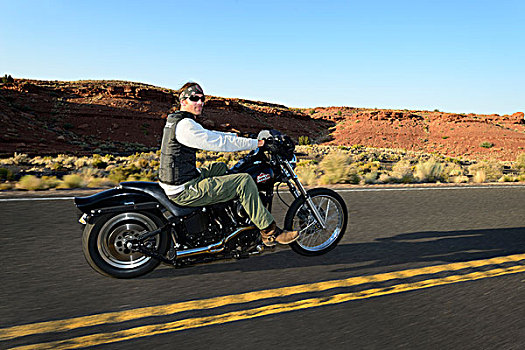 男人,骑,摩托车,旗杆,亚利桑那,美国