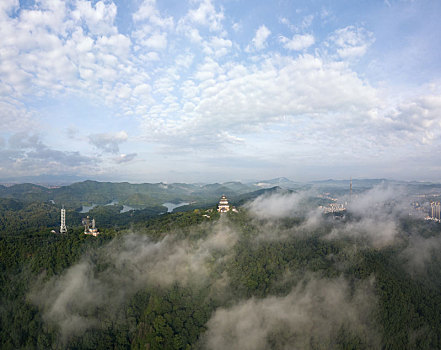 广东惠州高榜山景区航拍云海全景风光