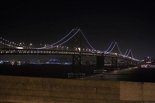 光亮,桥,夜晚,金门大桥,旧金山,加利福尼亚,美国