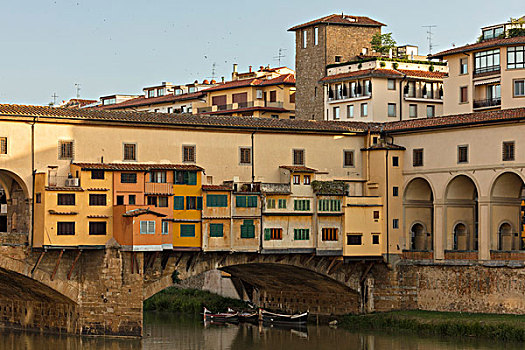 风景,维奇奥桥,中世纪,石头,拱桥,阿尔诺河,一个,象征,佛罗伦萨,托斯卡纳,意大利,欧洲