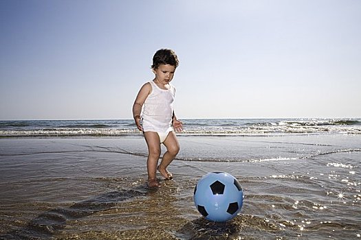 小男孩,玩,海滩,拉齐奥,意大利