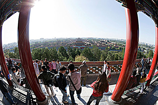 游客,注视,故宫,景山,公园,北京,中国