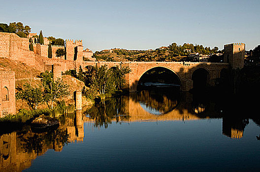 桥,河,塔霍河,托莱多,卡斯蒂利亚,拉曼查,西班牙