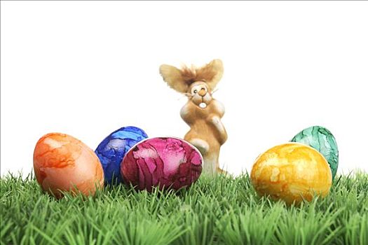 复活节彩蛋,兔子,小雕像,草地