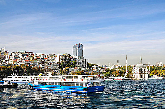 看,博斯普鲁斯海峡,伊斯坦布尔,朵尔玛巴切皇宫